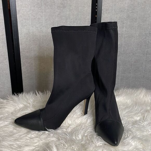 Black,  leather toe,  sock booties size 8. NWOT - Picture 2 of 7